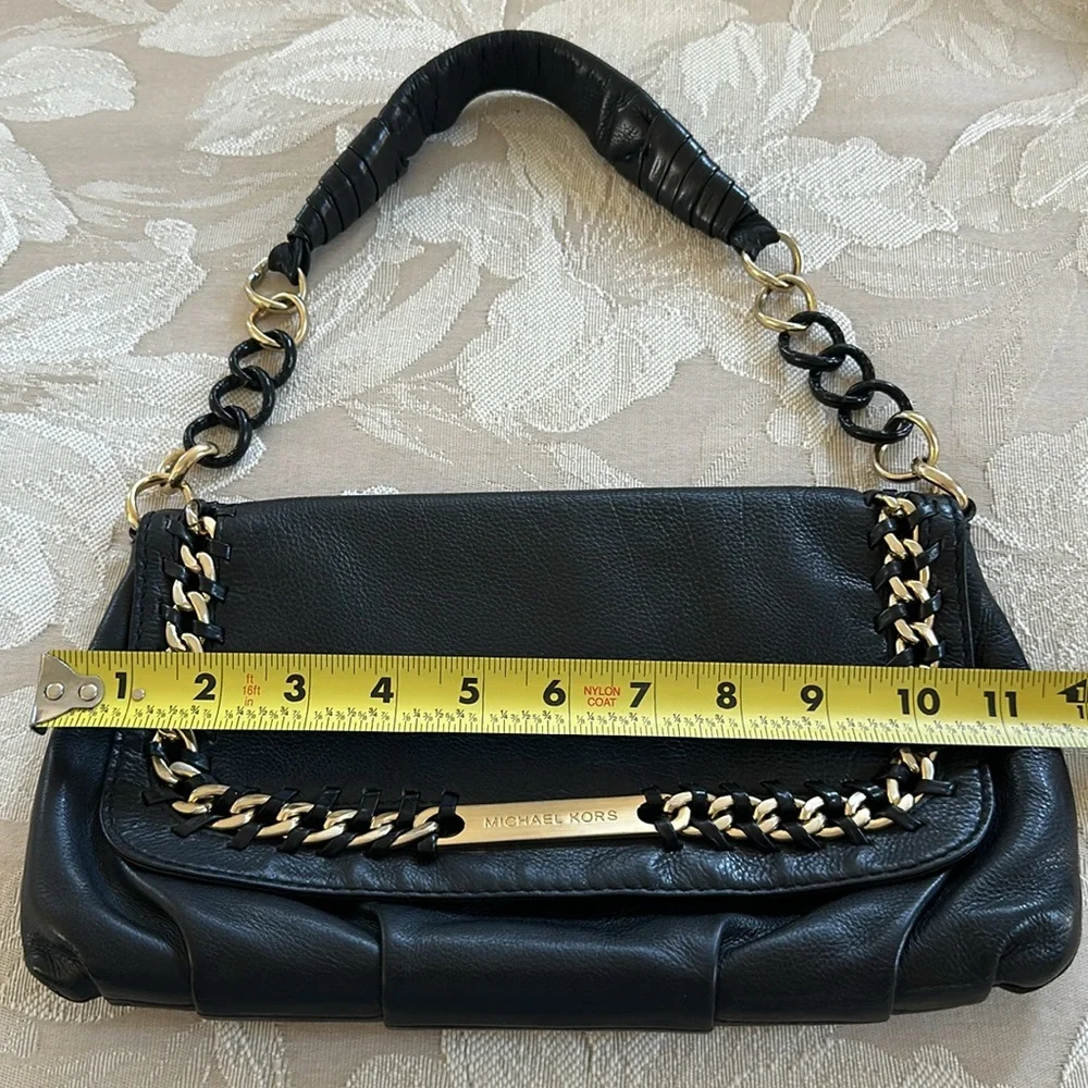 Michael Kors Black Leather Chain Shoulder Clutch